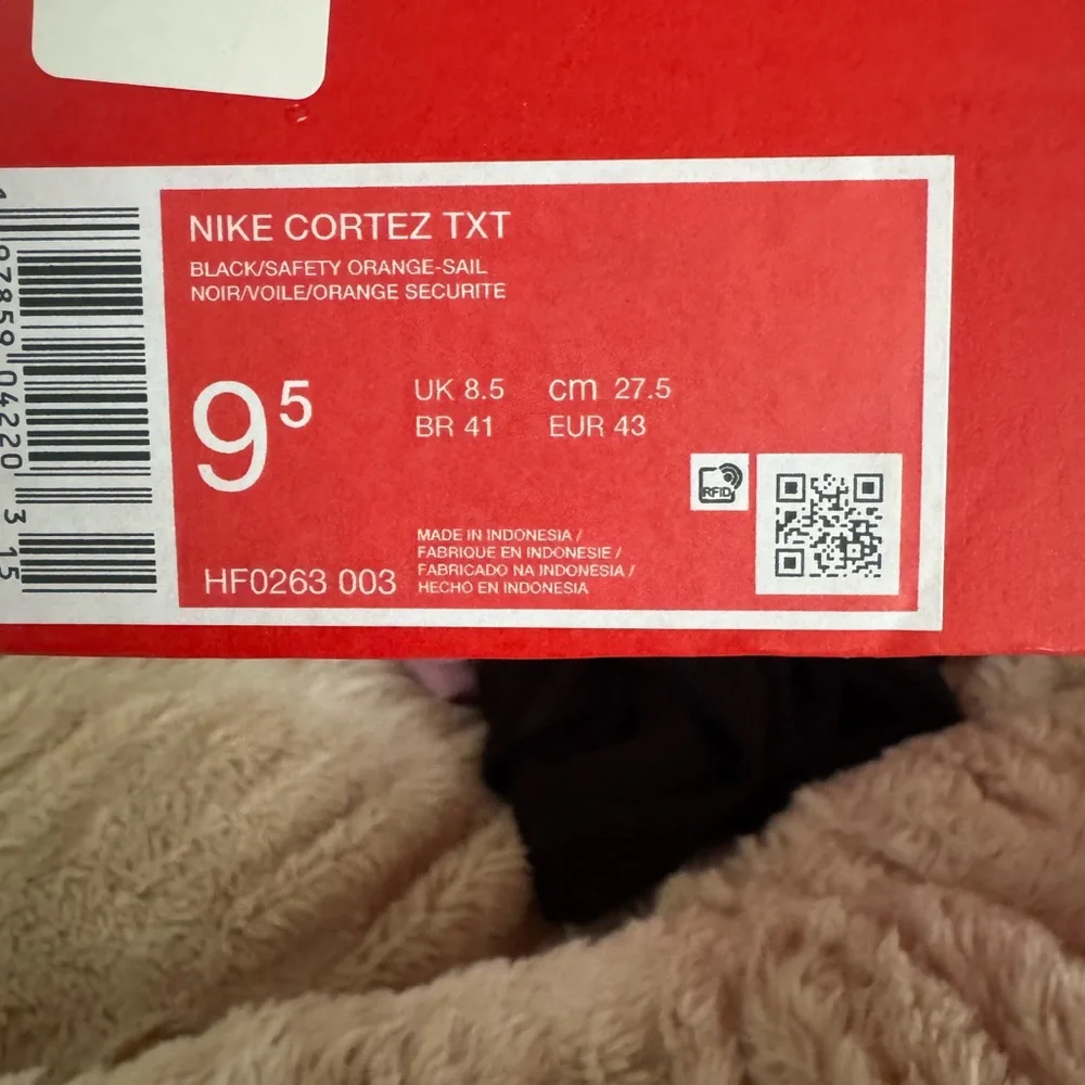 Nike Cortez TXT Black/Safety Orange-Sail Men's Athletic Shoes - Picture 2 of 7